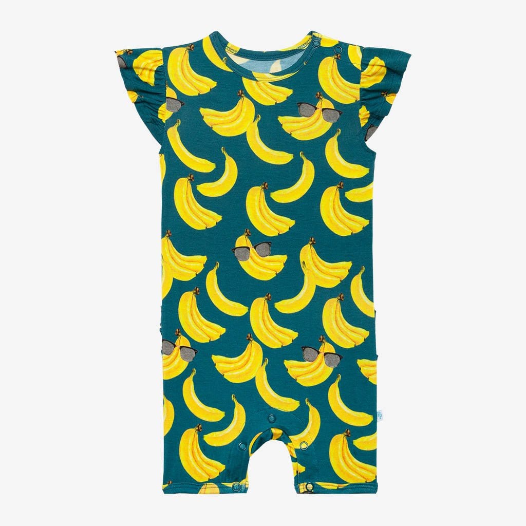 Bananas Ruffled Cap Sleeve Short Romper