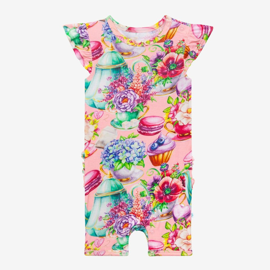 Elizabeth Ruffled Cap Sleeve Short Romper