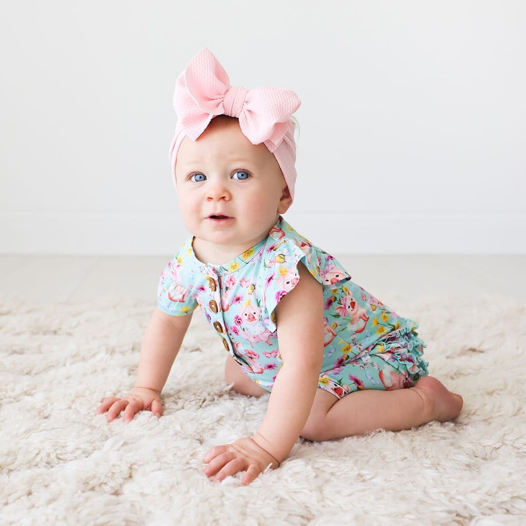 Baby with Missy Ruffled Cap Sleeve Henley Short Romper