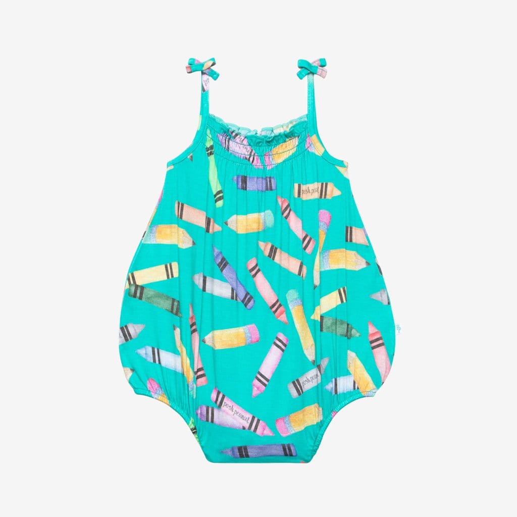 Back to School Sleeveless Bubble Romper Front