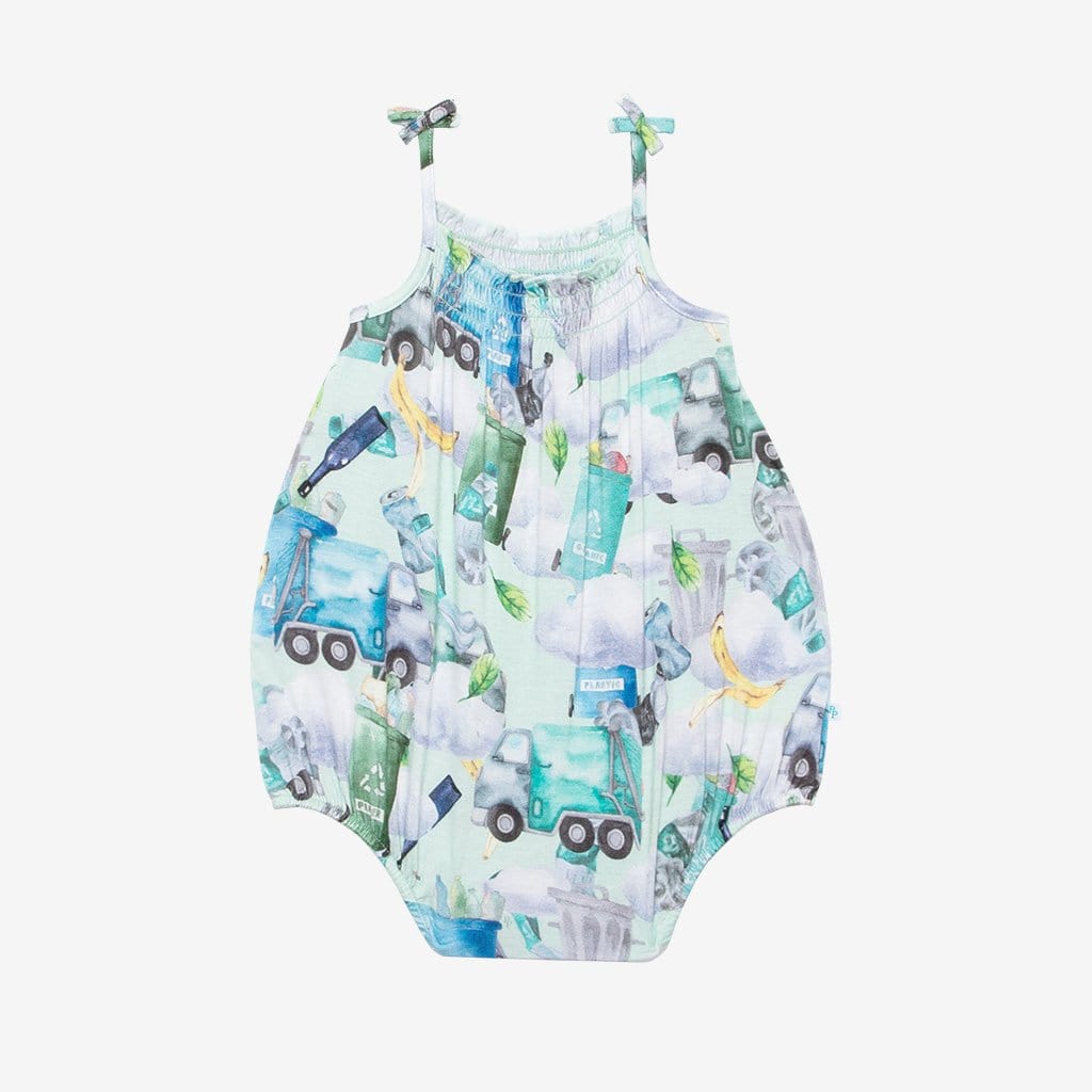 Garbage Trucks Sleeveless Bubble Romper