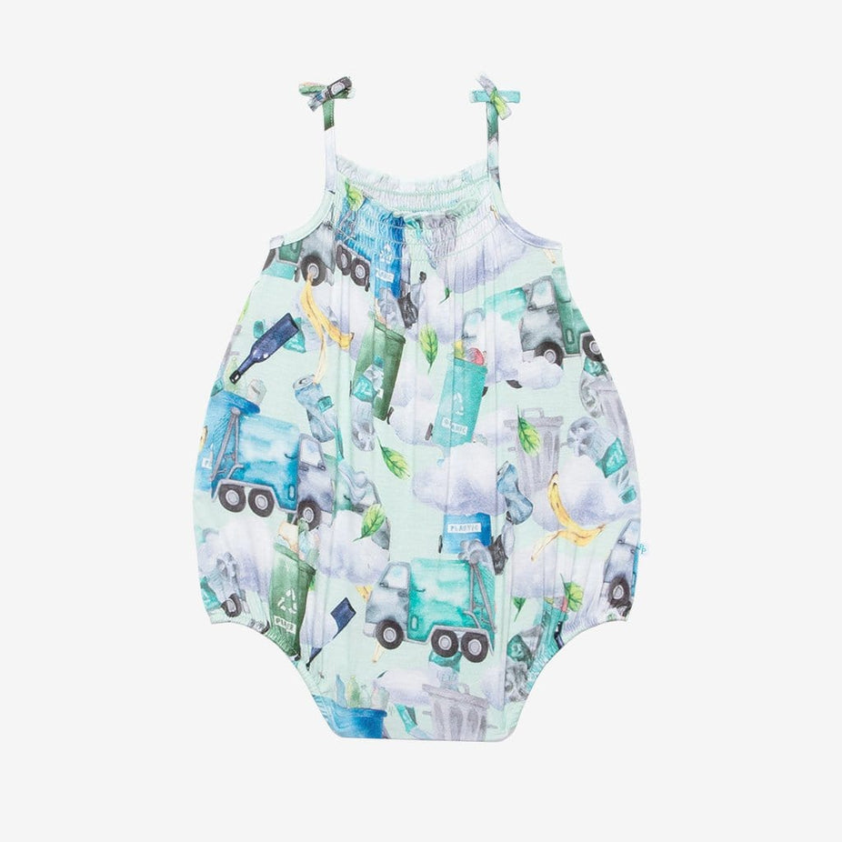 Garbage Trucks Sleeveless Bubble Romper