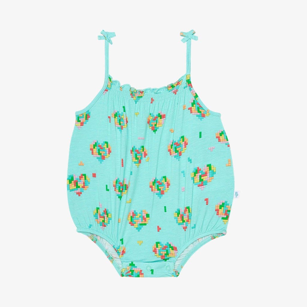 Pixel Hearts Sleeveless Bubble Romper