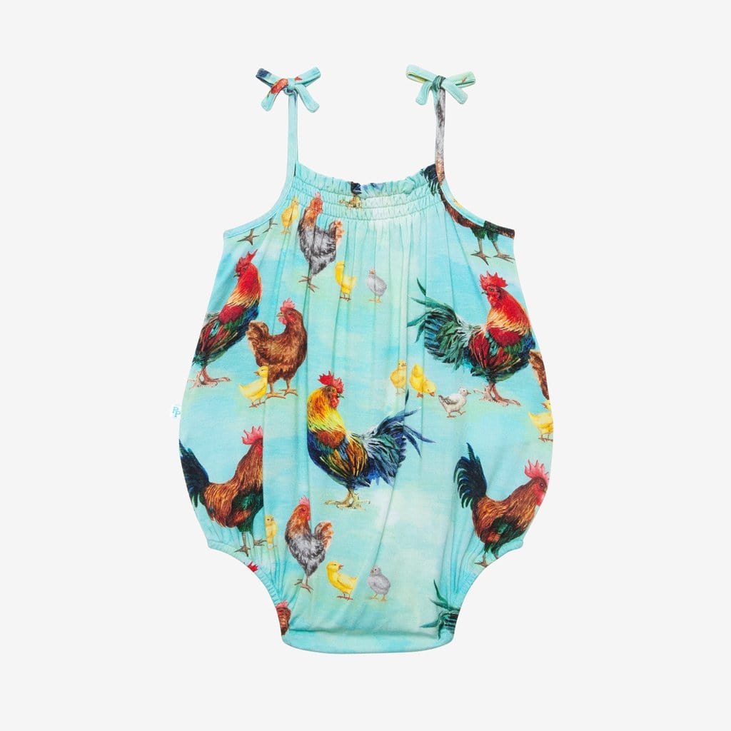 Rhett Sleeveless Bubble Romper in chicken print