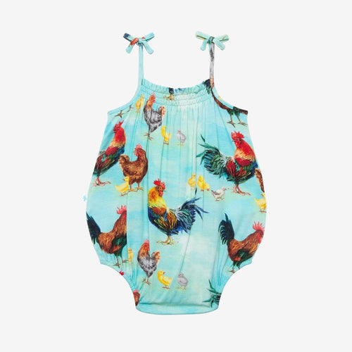 Rhett Sleeveless Bubble Romper in chicken print
