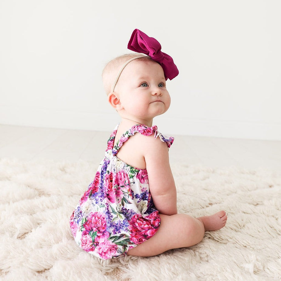 Baby on Bella Ruffled Cap Sleeve Bubble Romper
