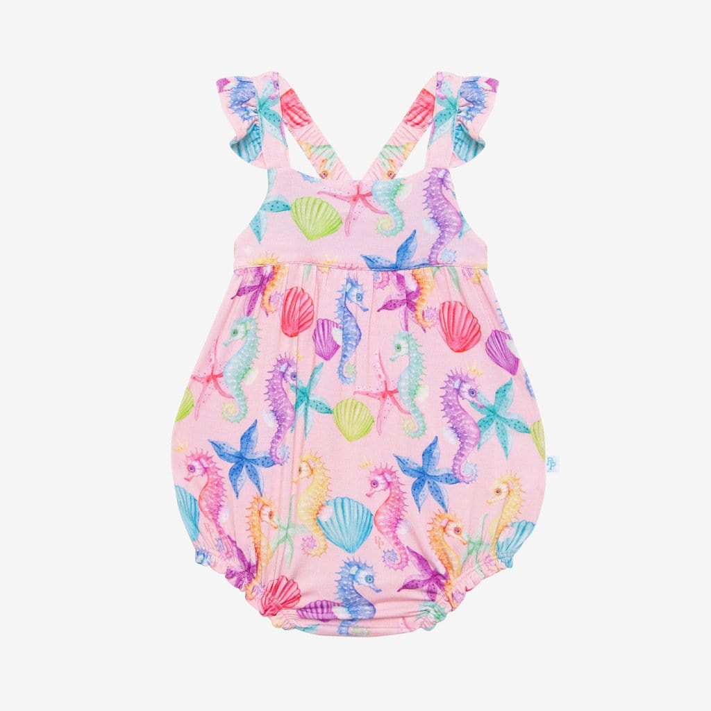 Coral Ruffled Bubble Romper