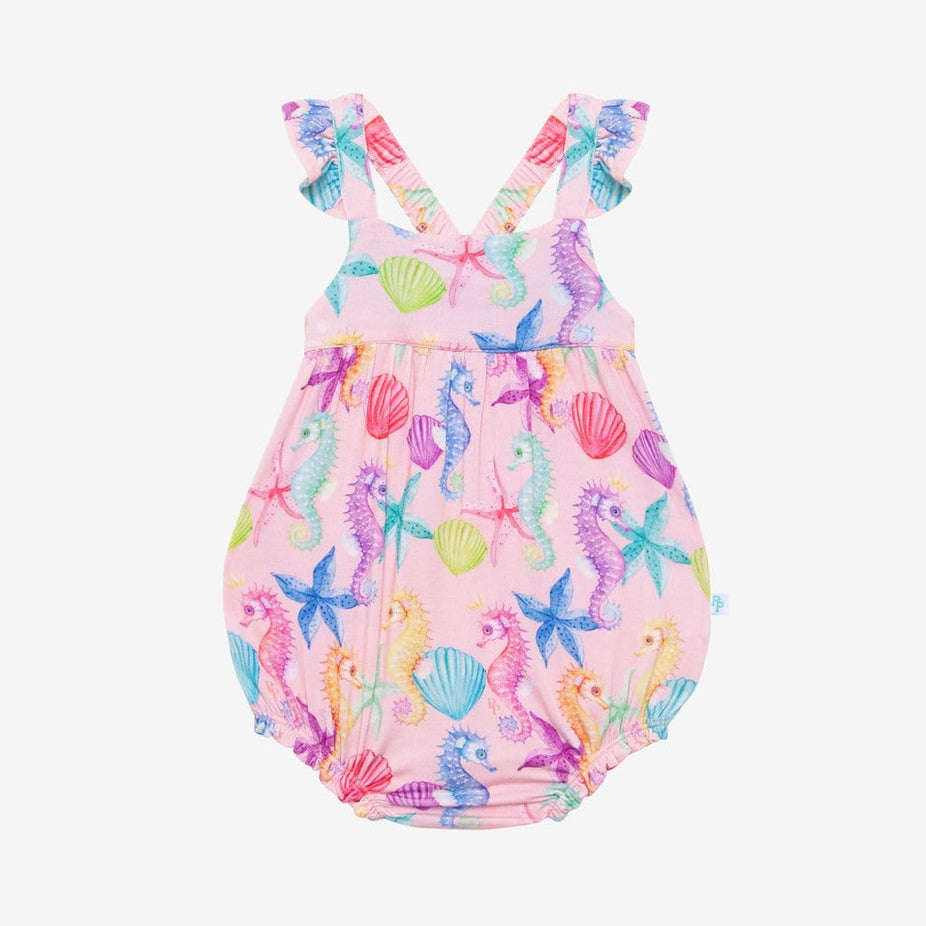 Coral Ruffled Bubble Romper