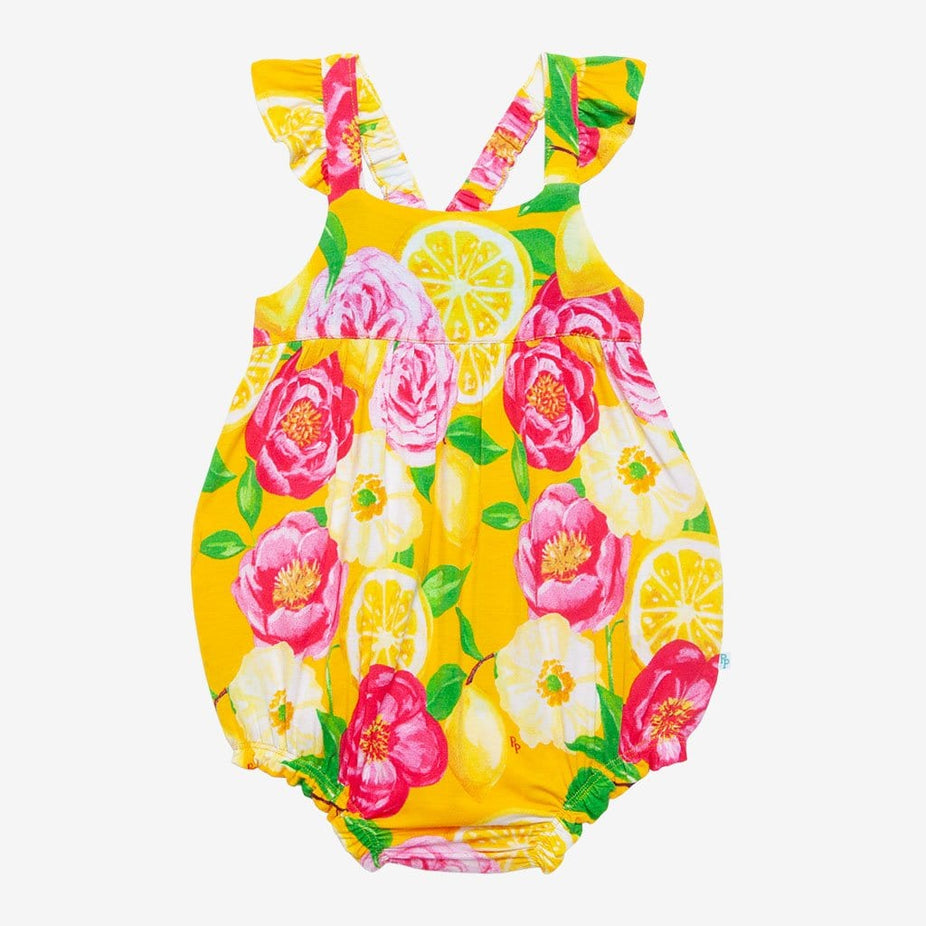 Floral printed Annika Ruffled Cap Sleeve Bubble Romper