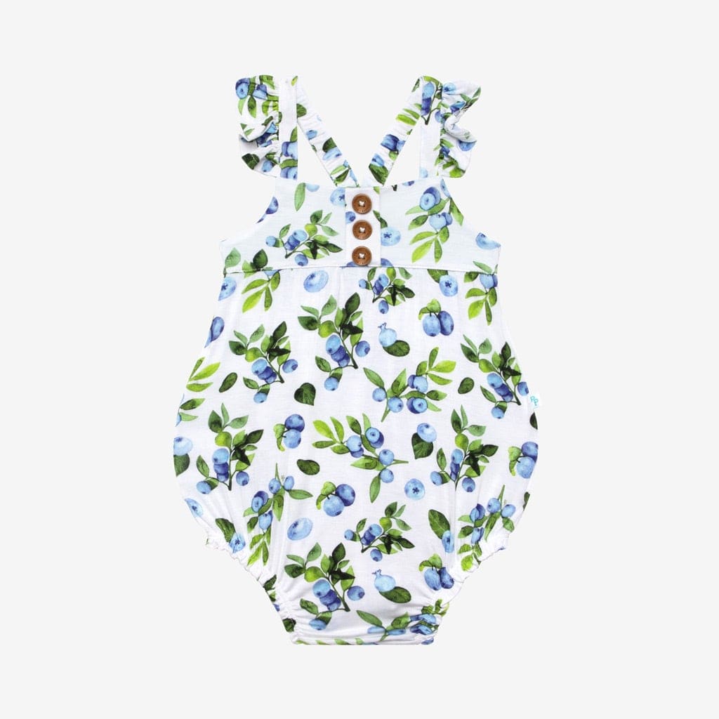 Carolina Ruffled Cap Sleeve Henley Bubble Romper