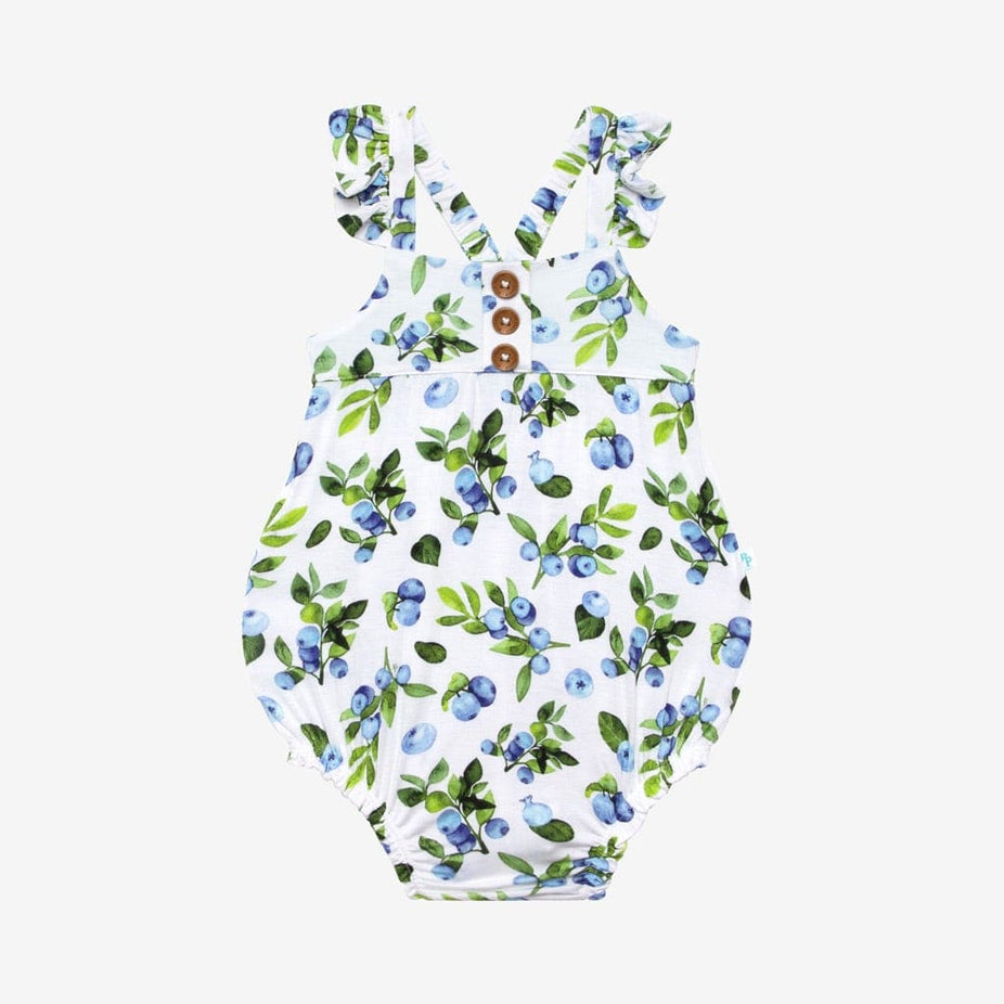 Carolina Ruffled Cap Sleeve Henley Bubble Romper