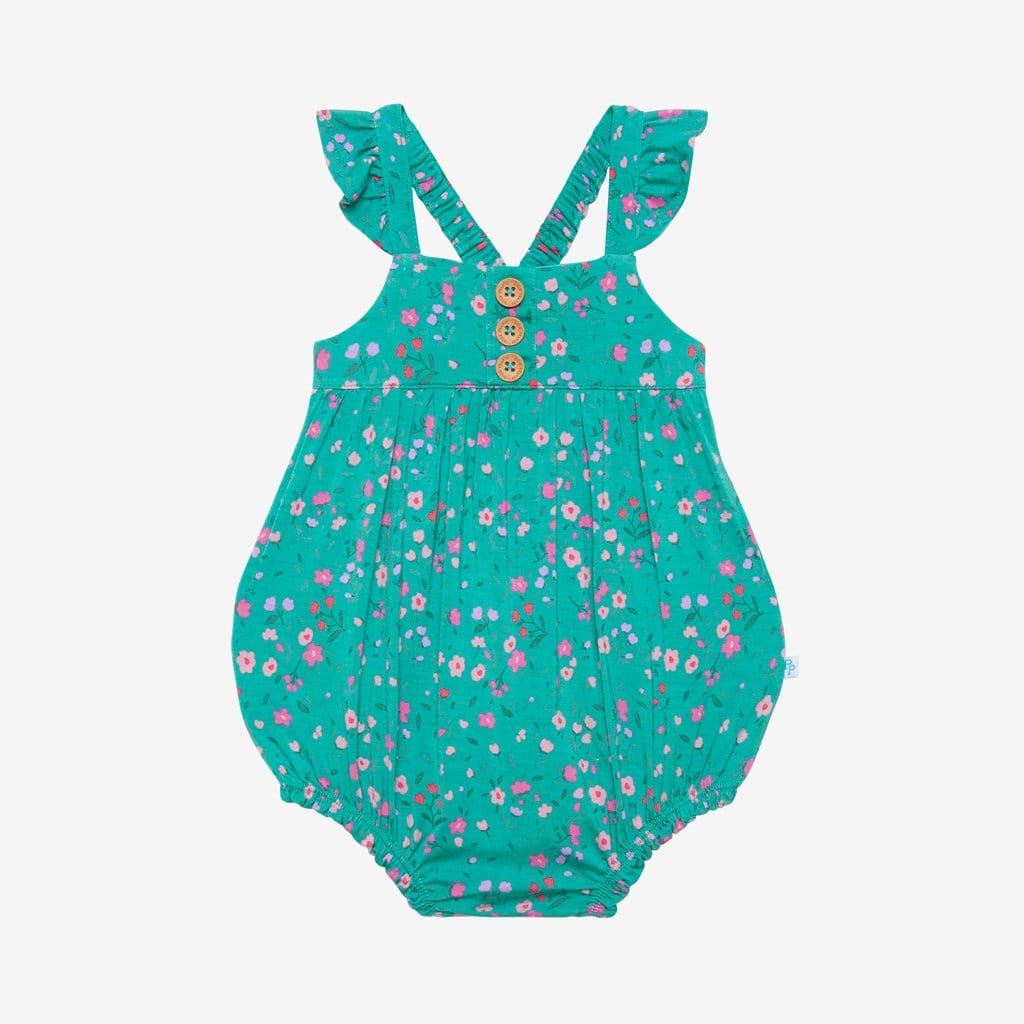 Cassandra Ruffled Cap Sleeve Henley Bubble Romper