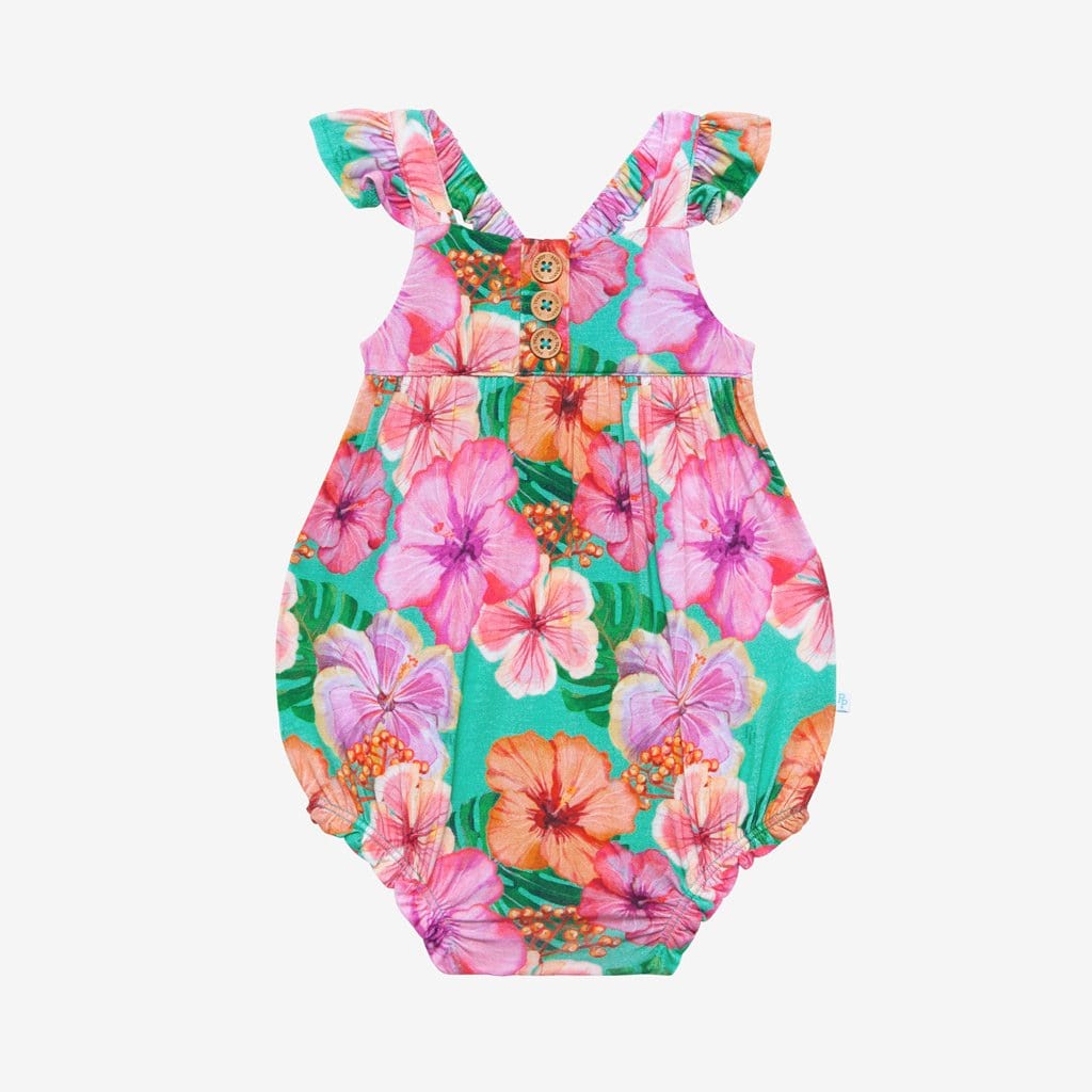 Keilani Ruffled Cap Sleeve Henley Bubble Romper