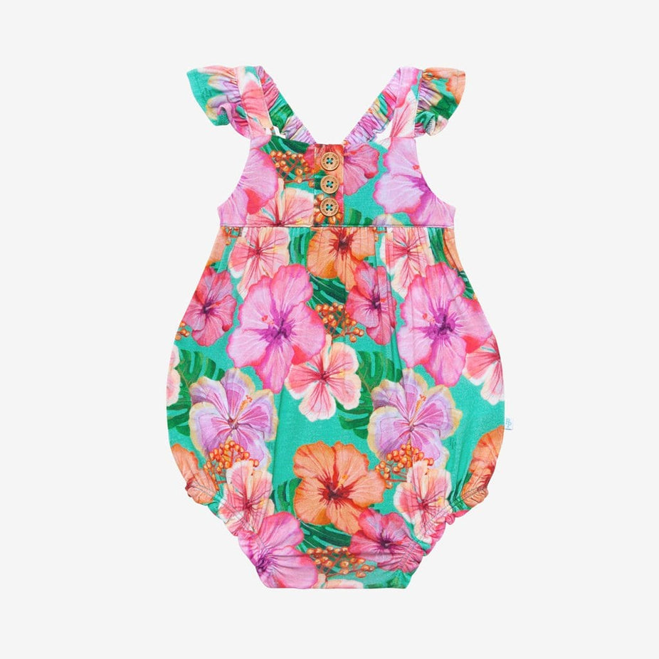 Keilani Ruffled Cap Sleeve Henley Bubble Romper