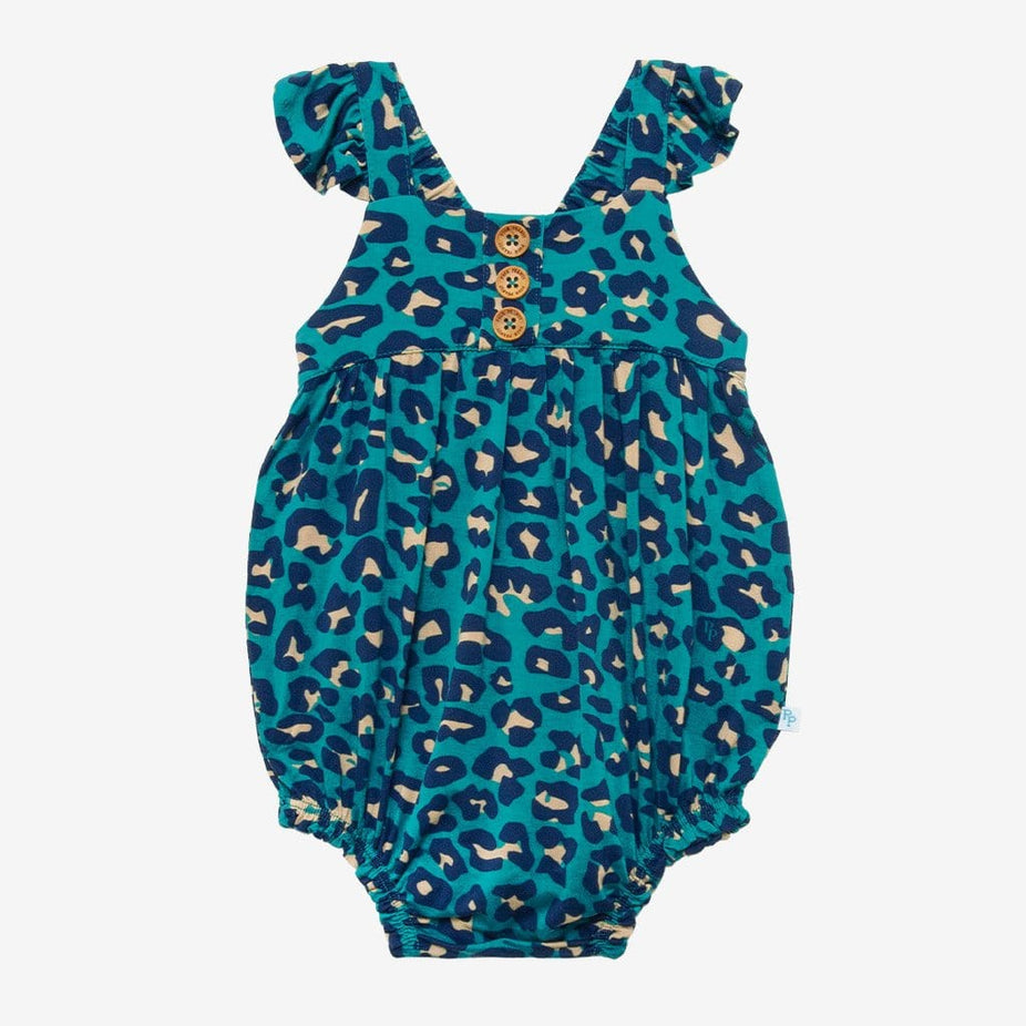 Tali Ruffled Cap Sleeve Henley Bubble Romper