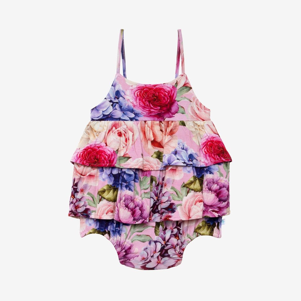 Georgette Sleeveless Ruffled Bubble Romper Front