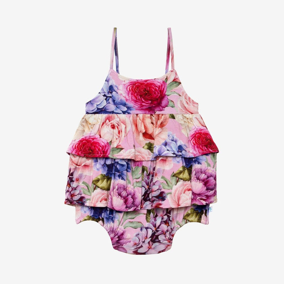 Georgette Sleeveless Ruffled Bubble Romper Front