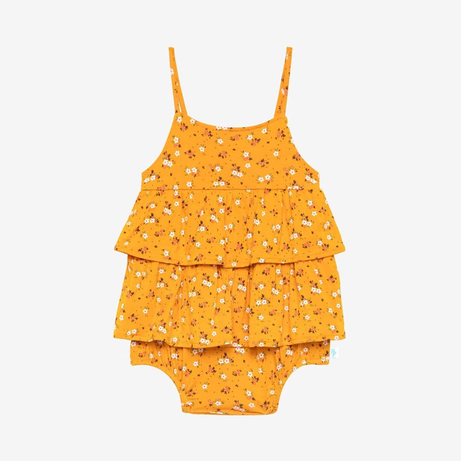 Halsey Sleeveless Ruffled Bubble Romper Front