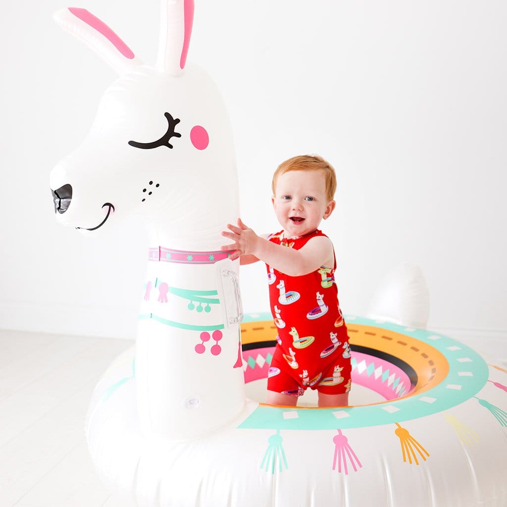 Baby on Emilio Racerback Henley Short Romper in red print
