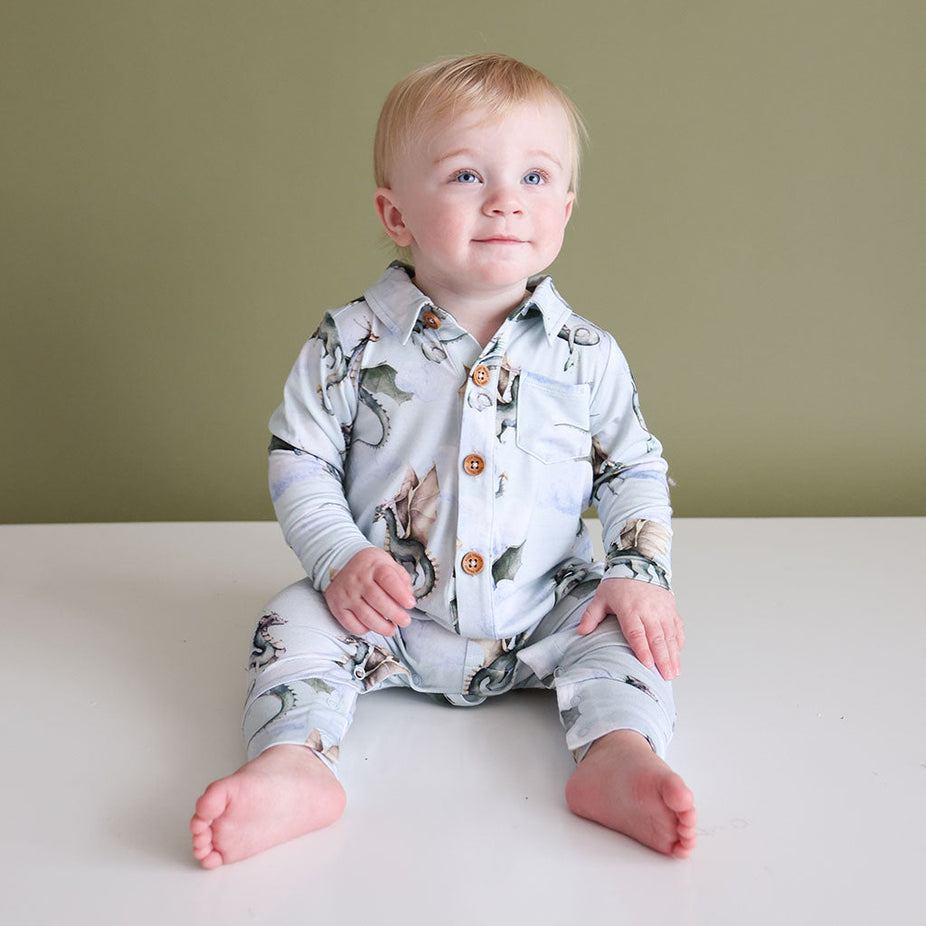 Percy Long Sleeve Collared Henley Romper