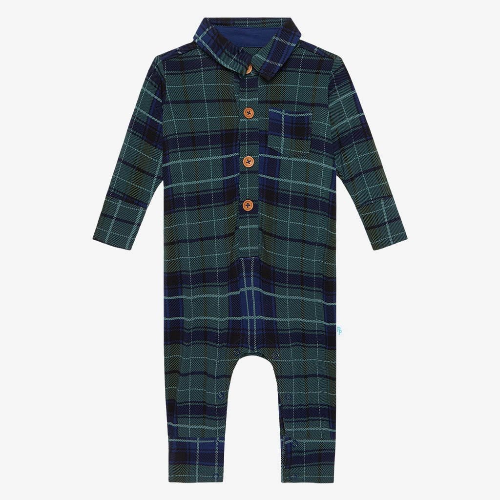 William Long Sleeve Collared Henley Romper