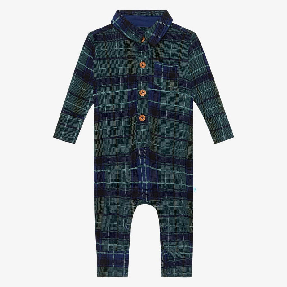 William Long Sleeve Collared Henley Romper