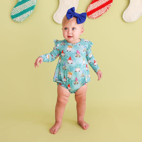 Gnomey Ruffled Long Sleeve Bubble Romper