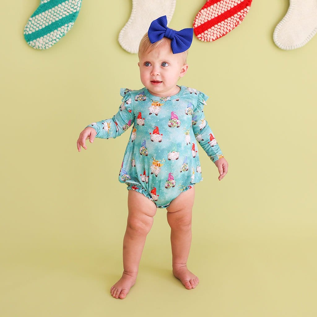 Gnomey Ruffled Long Sleeve Bubble Romper