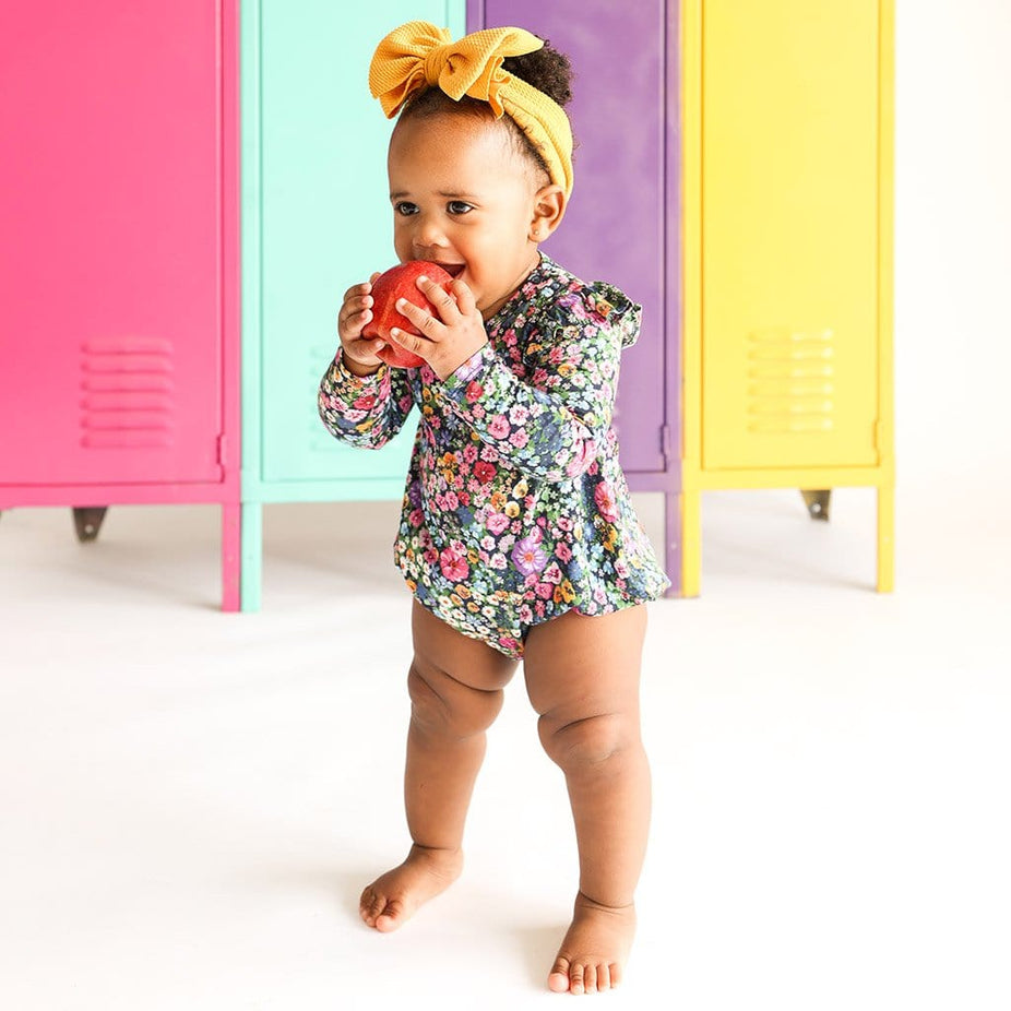 Scarlet Ruffled Long Sleeve Bubble Romper