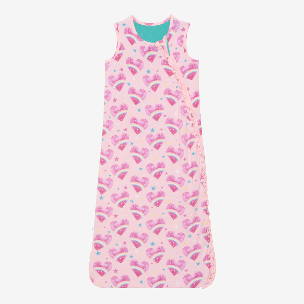 Rainbow Hearts Sleeveless Ruffled Sleep Bag