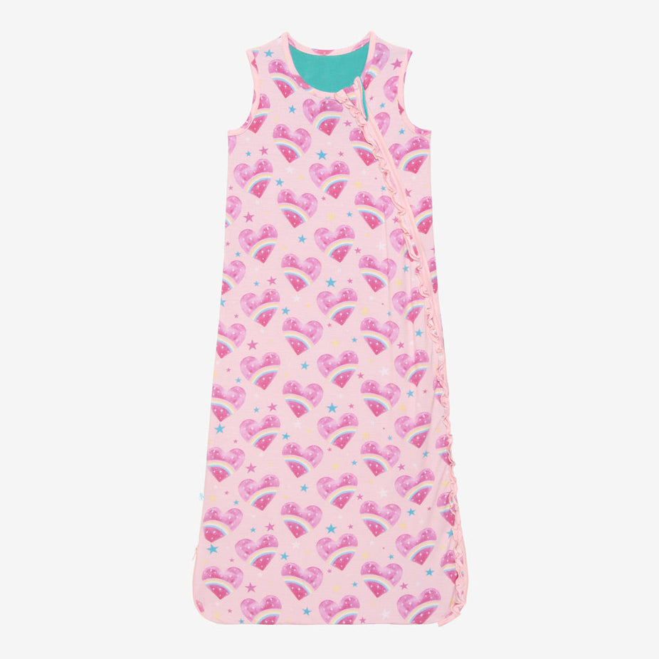 Rainbow Hearts Sleeveless Ruffled Sleep Bag