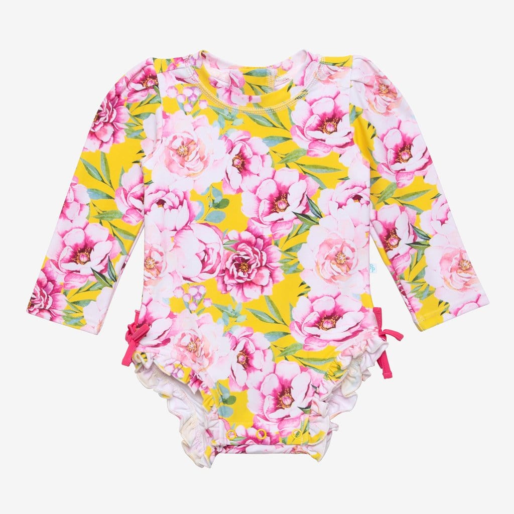 Elody Long Sleeve Ruffled Rash Guard Swimsuit