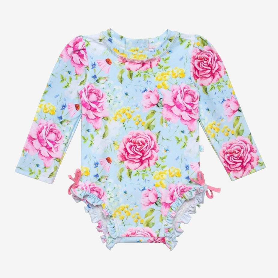 Sadie Long Sleeve Ruffled Rash Guard Swimsuit
