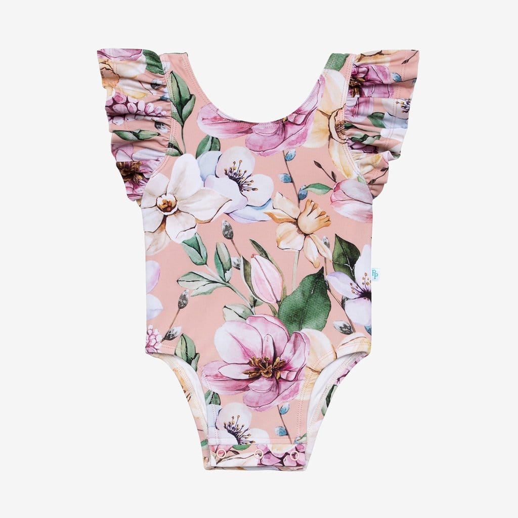 Margot Ruffled Cap Sleeve One Piece Swimsuit in floral print