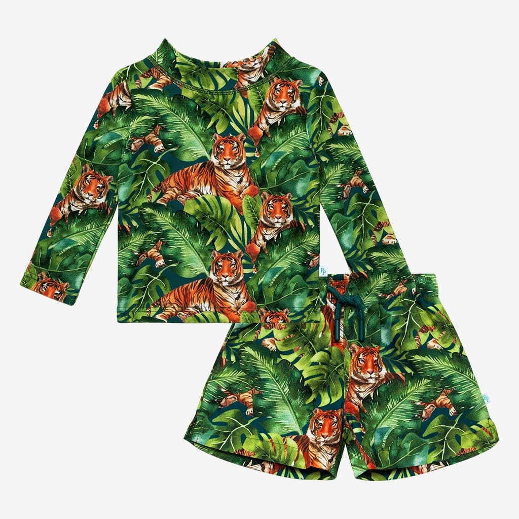 Ranger Rash Guard Swim Trunks Set in Jungle print