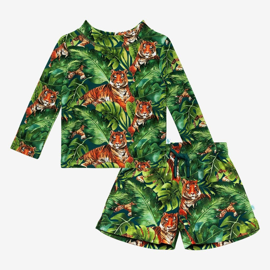 Ranger Rash Guard Swim Trunks Set in Jungle print