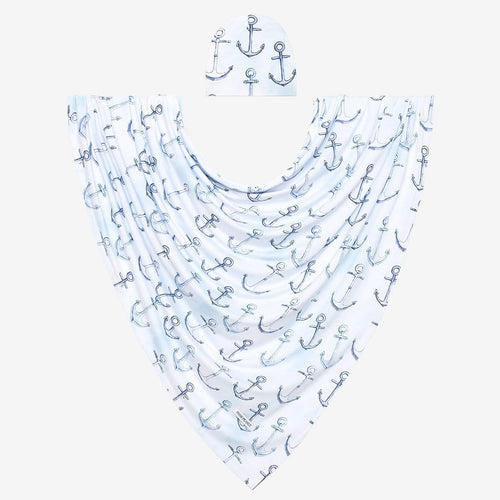 Anchors Away Swaddle Beanie Set