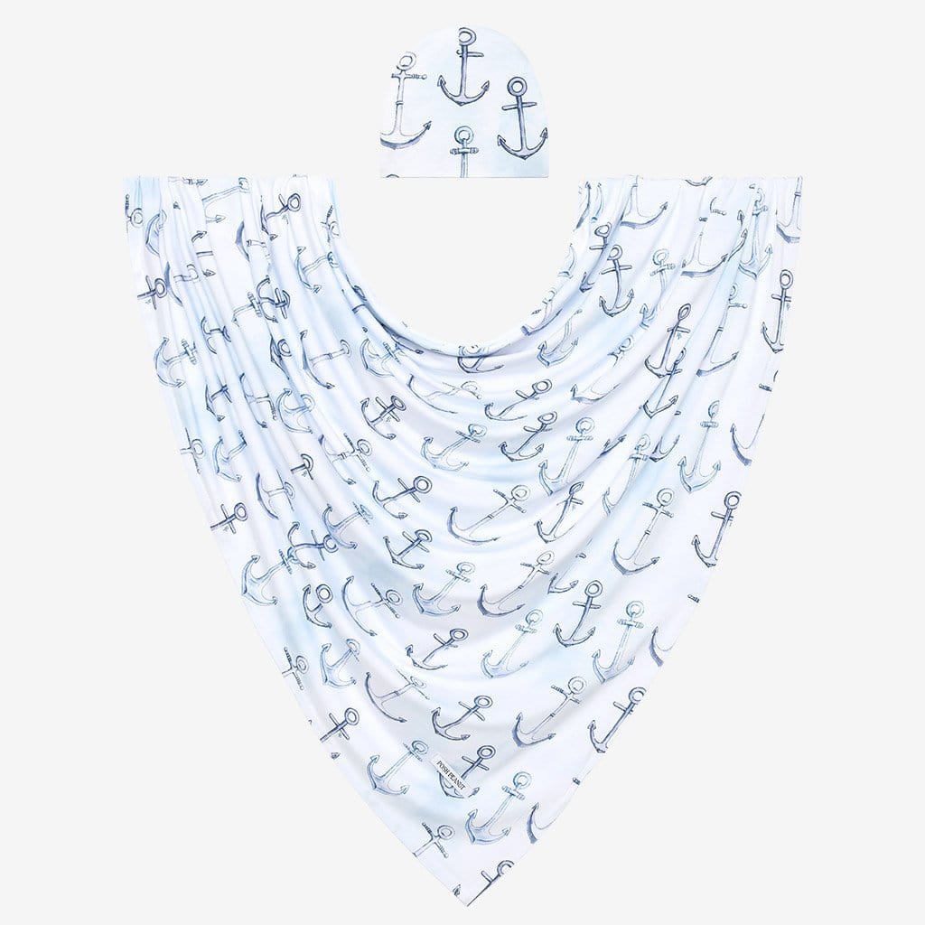 Anchors Away Swaddle Beanie Set