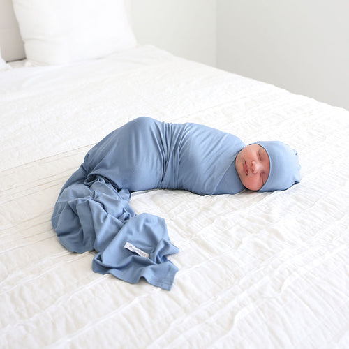 Denim Blue Swaddle Beanie Set