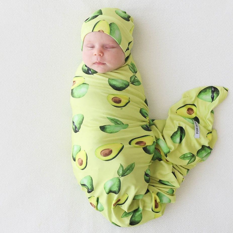Franco Swaddle Beanie Set in avocado print