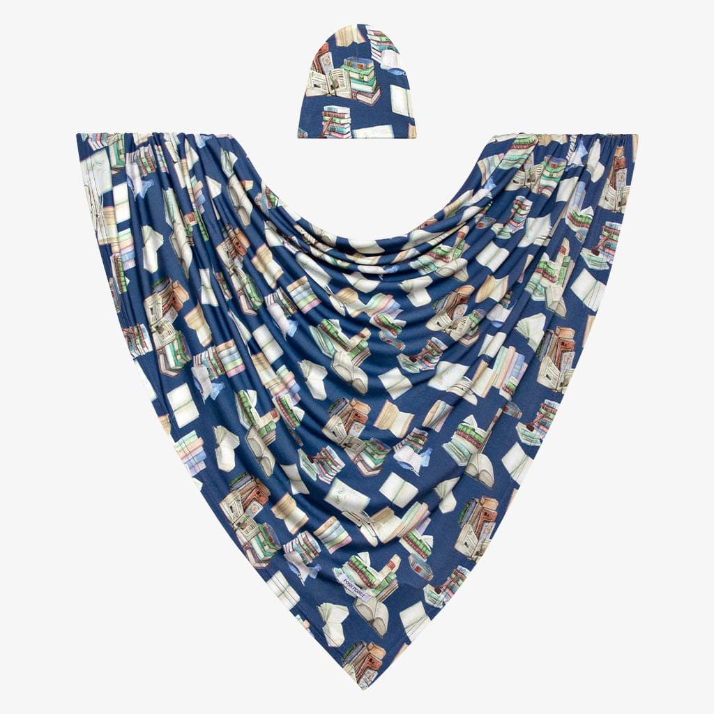 Library Books Swaddle Beanie Set
