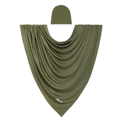 Olive Green Swaddle Beanie Set