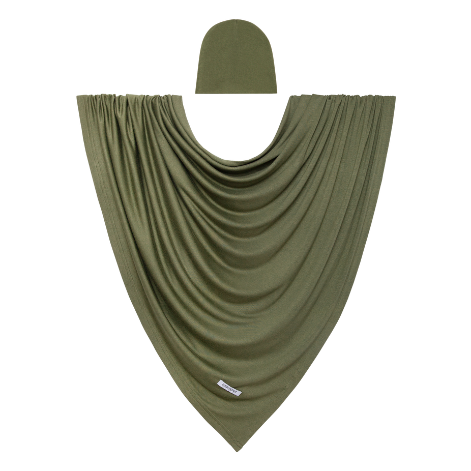 Olive Green Swaddle Beanie Set