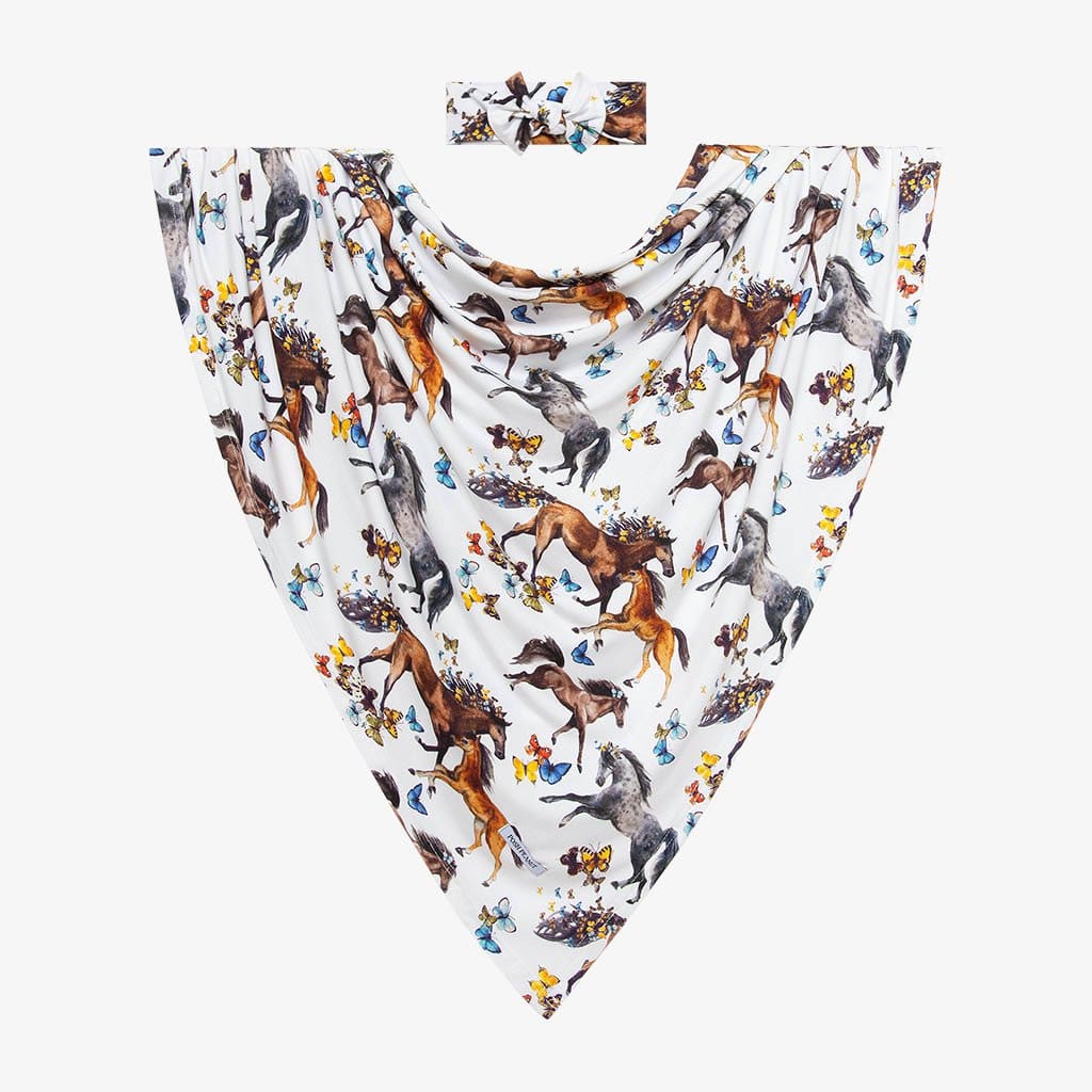 Claire Swaddle Headband Set with animal print