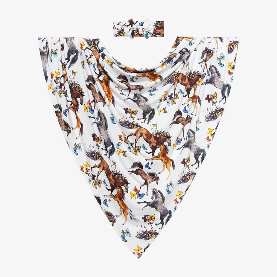 Claire Swaddle Headband Set with animal print