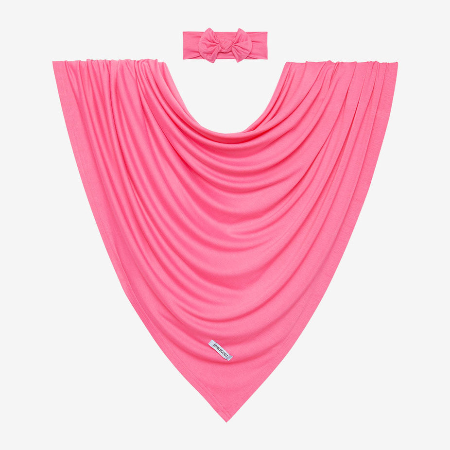 Classic Pink Swaddle Headband Set