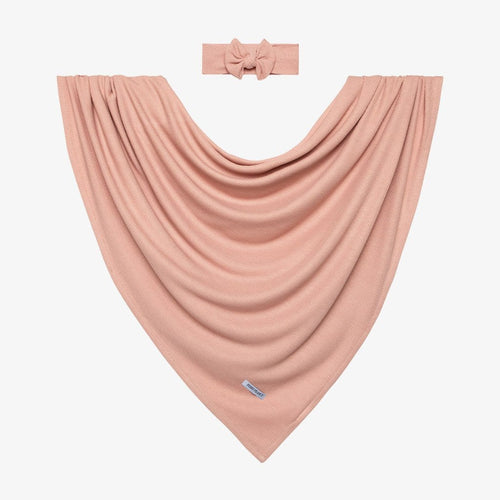 Desert Rose Waffle Knit Girl Swaddle Headband Set