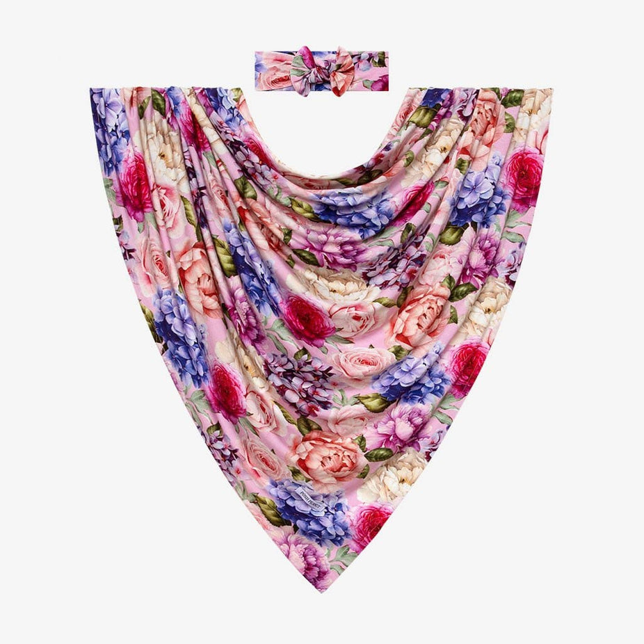 Georgette Swaddle Headband Set in floral print