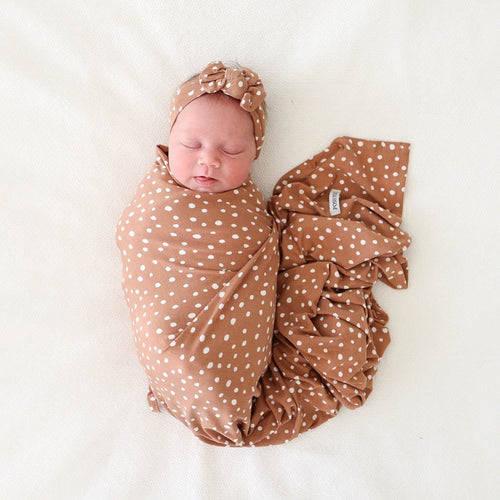 Baby Girl in Polka Dot Baby Girl Swaddle Swaddle Headband Set Julia