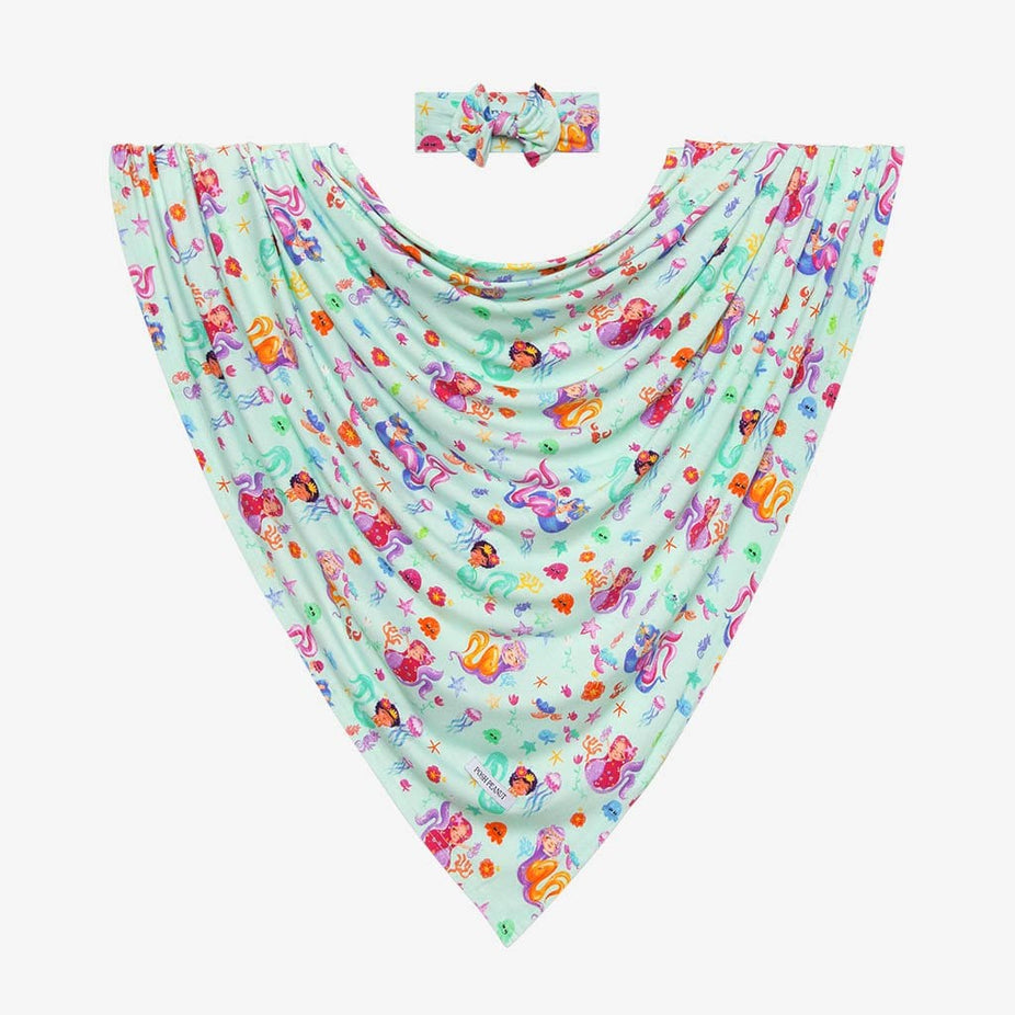 Mermaid printed Kai Swaddle Headband Set